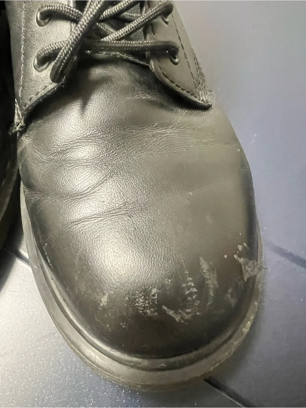 Dr. Martens Black Leather Lace-Up Zip Boots with Yellow Heel Loop